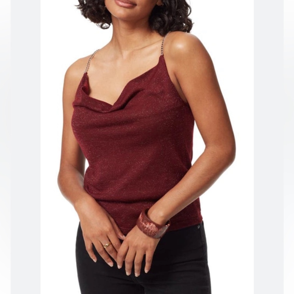 Sam Edelman Irina Cowl Neck Rhinestone Strap Camisole In size S